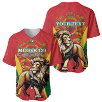 Personalised Morocco Proclamation Day Baseball Jersey Barbary Lion Mix Islamic Pattern - Wonder Print Shop