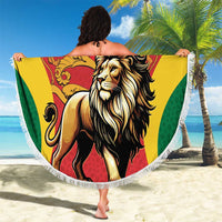 Personalised Morocco Proclamation Day Beach Blanket Barbary Lion Mix Islamic Pattern - Wonder Print Shop