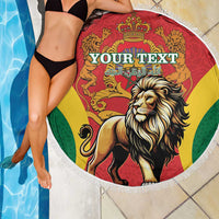 Personalised Morocco Proclamation Day Beach Blanket Barbary Lion Mix Islamic Pattern - Wonder Print Shop