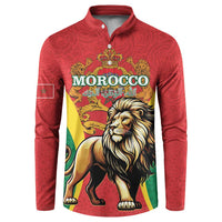 Personalised Morocco Proclamation Day Button Sweatshirt Barbary Lion Mix Islamic Pattern - Wonder Print Shop