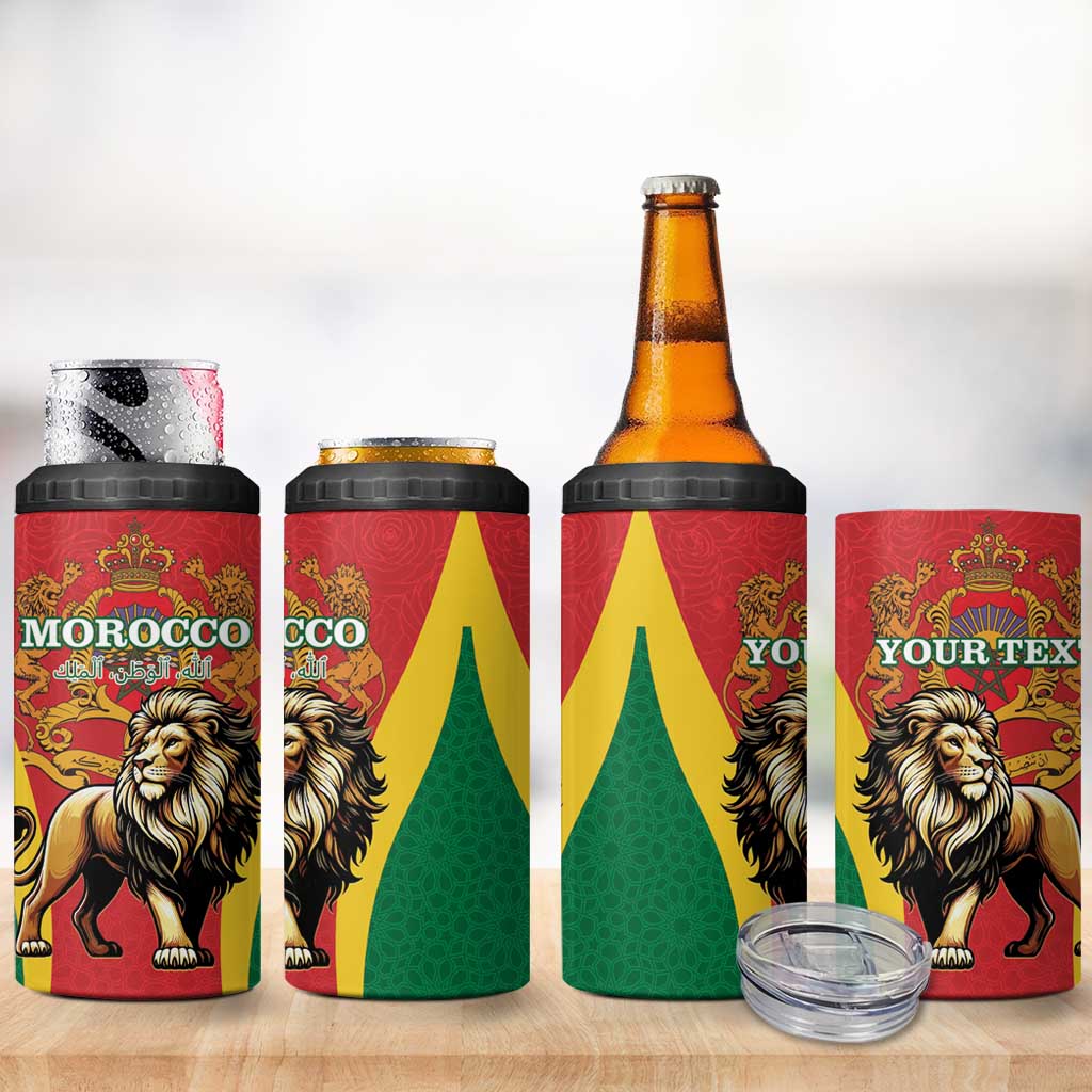 Personalised Morocco Proclamation Day 4 in 1 Can Cooler Tumbler Barbary Lion Mix Islamic Pattern - Wonder Print Shop