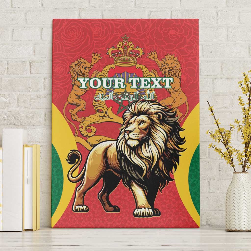 Personalised Morocco Proclamation Day Canvas Wall Art Barbary Lion Mix Islamic Pattern - Wonder Print Shop