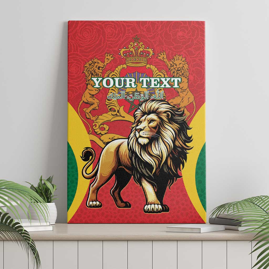 Personalised Morocco Proclamation Day Canvas Wall Art Barbary Lion Mix Islamic Pattern - Wonder Print Shop