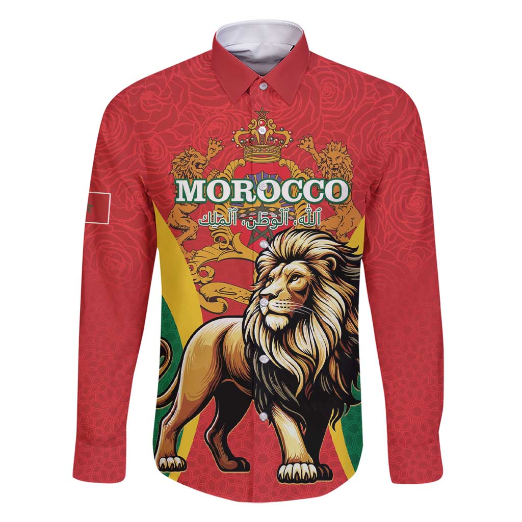 Personalised Morocco Proclamation Day Family Matching Short Sleeve Bodycon Dress and Hawaiian Shirt Barbary Lion Mix Islamic Pattern - Wonder Print Shop