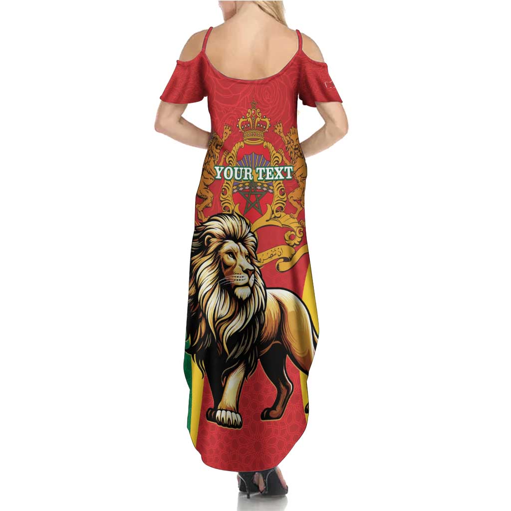 Personalised Morocco Proclamation Day Family Matching Summer Maxi Dress and Hawaiian Shirt Barbary Lion Mix Islamic Pattern - Wonder Print Shop