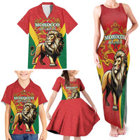 Personalised Morocco Proclamation Day Family Matching Tank Maxi Dress and Hawaiian Shirt Barbary Lion Mix Islamic Pattern - Wonder Print Shop