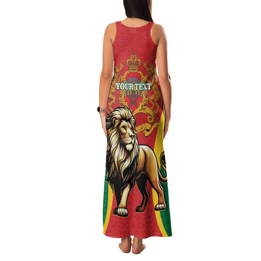Personalised Morocco Proclamation Day Family Matching Tank Maxi Dress and Hawaiian Shirt Barbary Lion Mix Islamic Pattern - Wonder Print Shop
