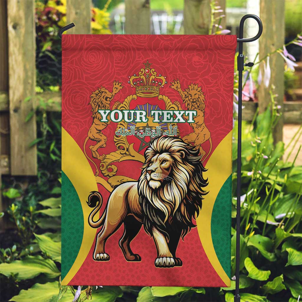 Personalised Morocco Proclamation Day Garden Flag Barbary Lion Mix Islamic Pattern - Wonder Print Shop