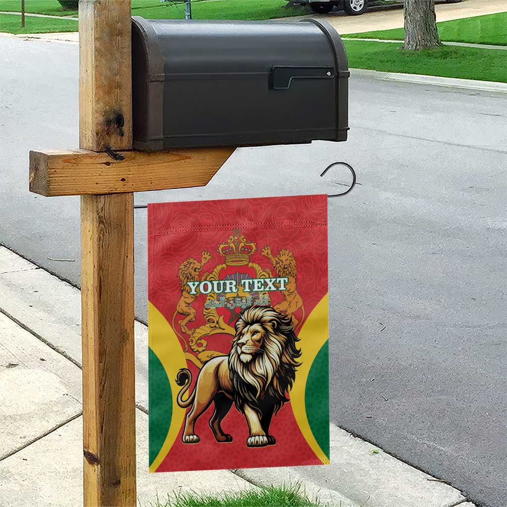 Personalised Morocco Proclamation Day Garden Flag Barbary Lion Mix Islamic Pattern - Wonder Print Shop