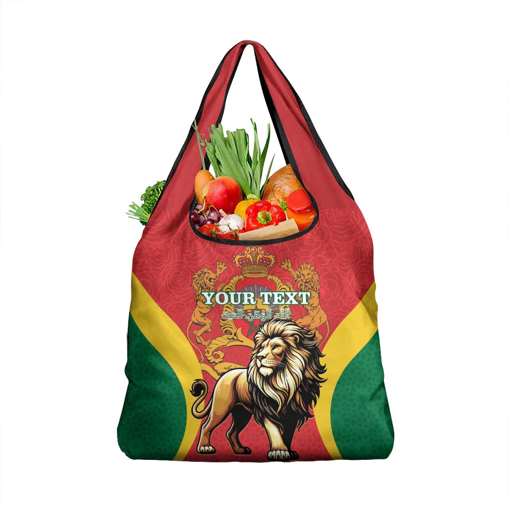 Personalised Morocco Proclamation Day Grocery Bag Barbary Lion Mix Islamic Pattern