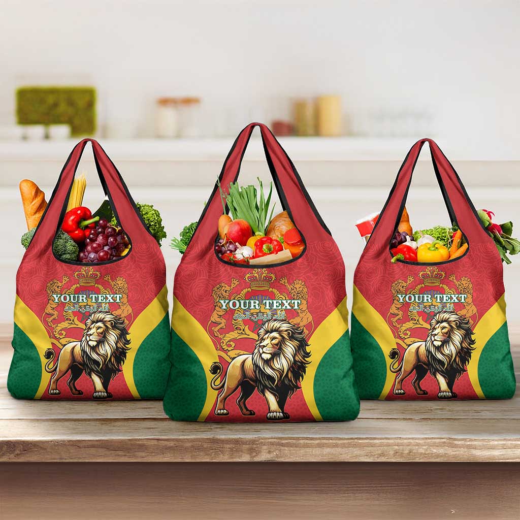 Personalised Morocco Proclamation Day Grocery Bag Barbary Lion Mix Islamic Pattern