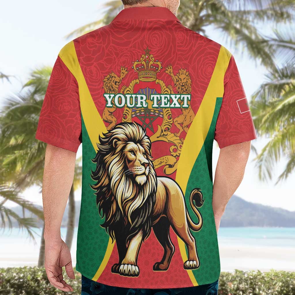 Personalised Morocco Proclamation Day Hawaiian Shirt Barbary Lion Mix Islamic Pattern - Wonder Print Shop