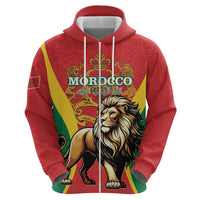 Personalised Morocco Proclamation Day Hoodie Barbary Lion Mix Islamic Pattern - Wonder Print Shop