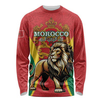 Personalised Morocco Proclamation Day Long Sleeve Shirt Barbary Lion Mix Islamic Pattern - Wonder Print Shop