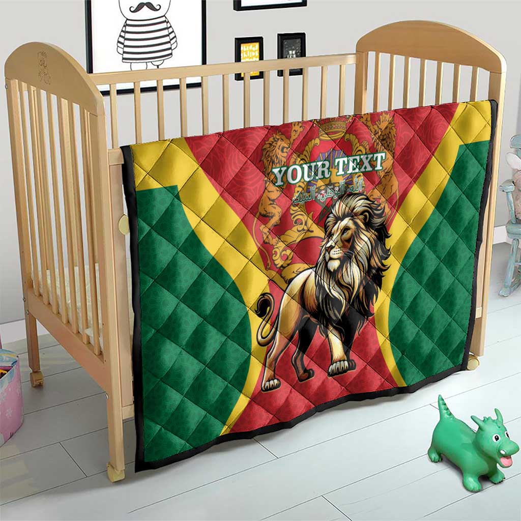 Personalised Morocco Proclamation Day Quilt Barbary Lion Mix Islamic Pattern - Wonder Print Shop