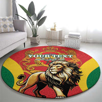Personalised Morocco Proclamation Day Round Carpet Barbary Lion Mix Islamic Pattern
