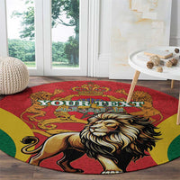 Personalised Morocco Proclamation Day Round Carpet Barbary Lion Mix Islamic Pattern