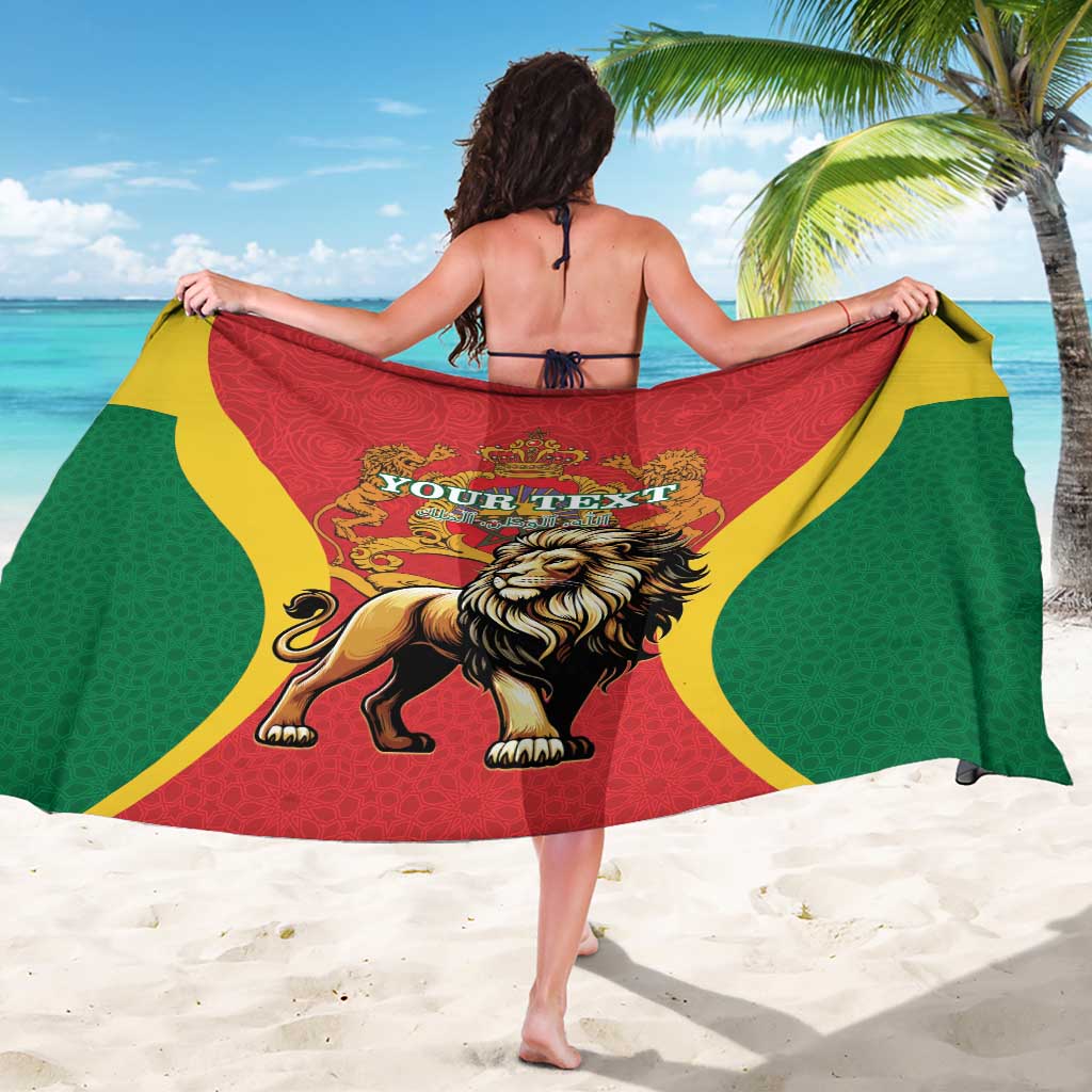 Personalised Morocco Proclamation Day Sarong Barbary Lion Mix Islamic Pattern - Wonder Print Shop