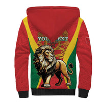 Personalised Morocco Proclamation Day Sherpa Hoodie Barbary Lion Mix Islamic Pattern - Wonder Print Shop