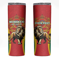 Personalised Morocco Proclamation Day Skinny Tumbler Barbary Lion Mix Islamic Pattern - Wonder Print Shop
