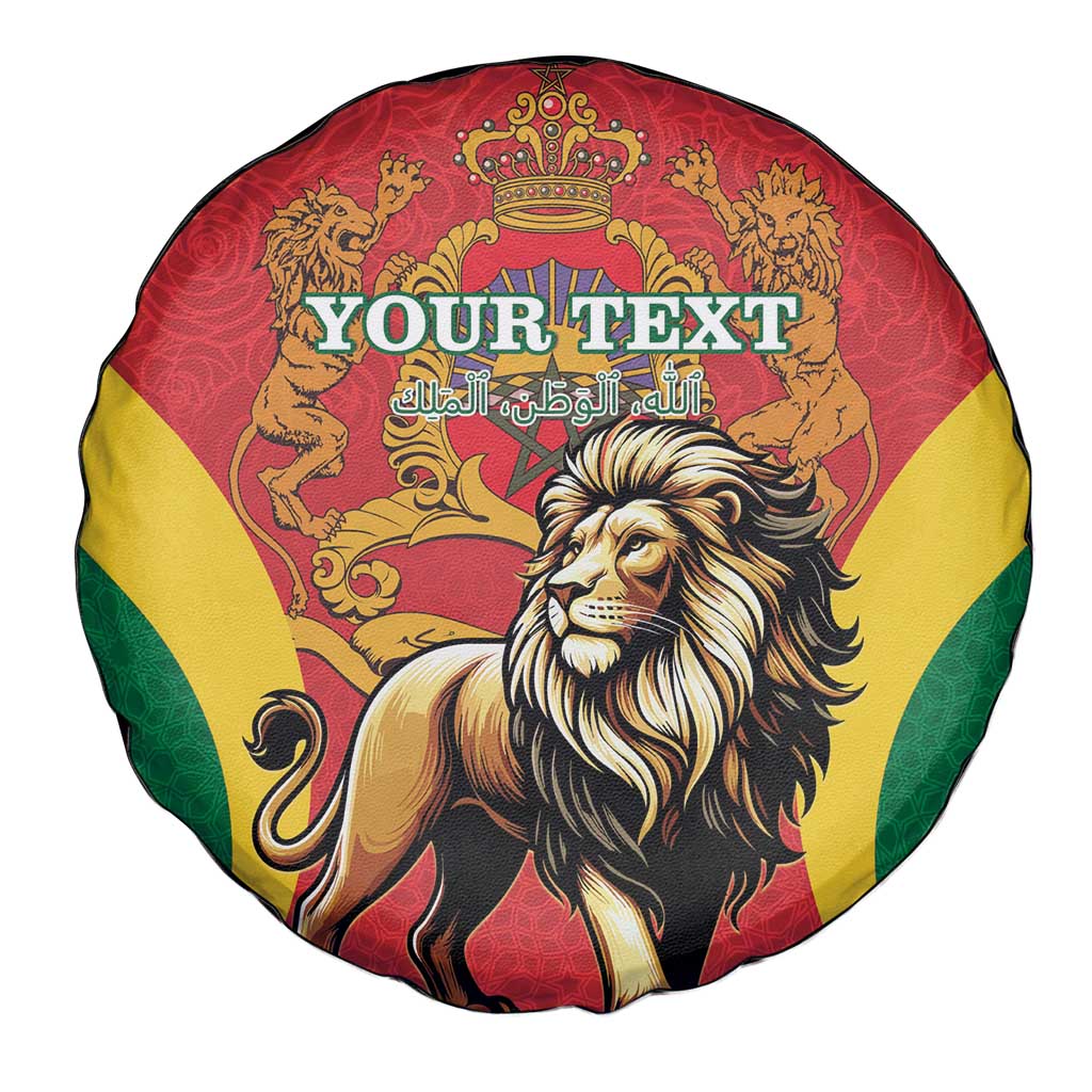 Personalised Morocco Proclamation Day Spare Tire Cover Barbary Lion Mix Islamic Pattern - Wonder Print Shop