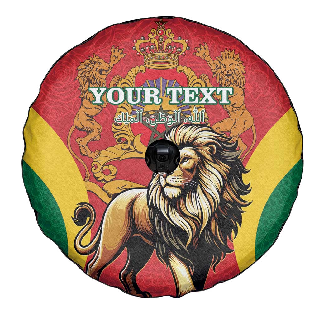 Personalised Morocco Proclamation Day Spare Tire Cover Barbary Lion Mix Islamic Pattern - Wonder Print Shop