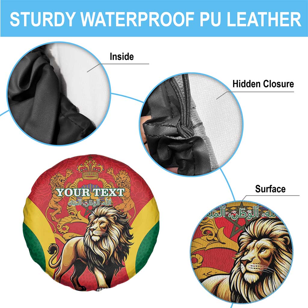 Personalised Morocco Proclamation Day Spare Tire Cover Barbary Lion Mix Islamic Pattern - Wonder Print Shop