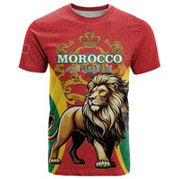 Personalised Morocco Proclamation Day T Shirt Barbary Lion Mix Islamic Pattern - Wonder Print Shop