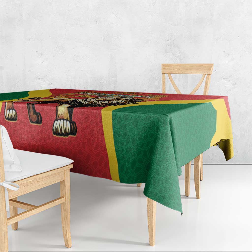 Personalised Morocco Proclamation Day Tablecloth Barbary Lion Mix Islamic Pattern - Wonder Print Shop