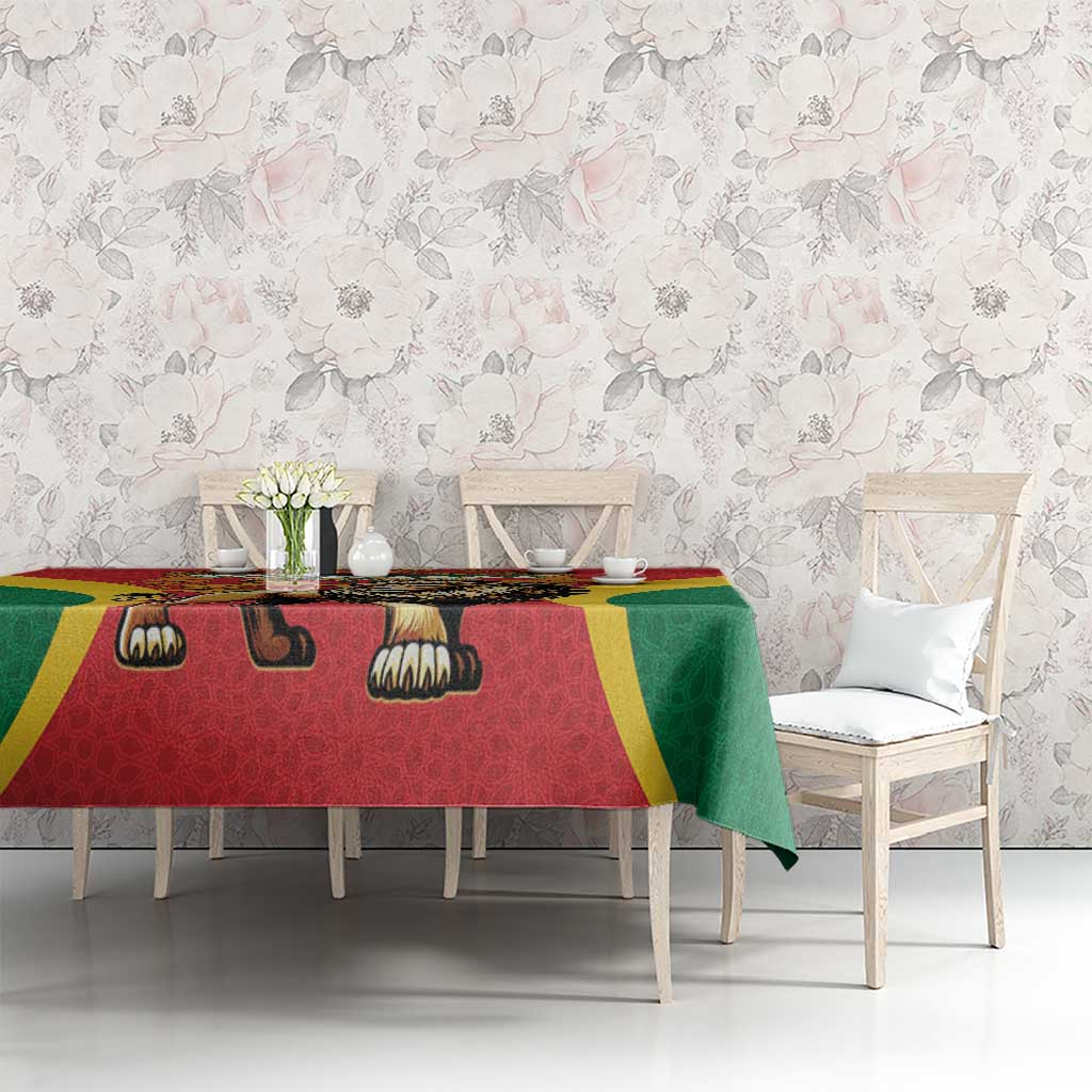 Personalised Morocco Proclamation Day Tablecloth Barbary Lion Mix Islamic Pattern - Wonder Print Shop