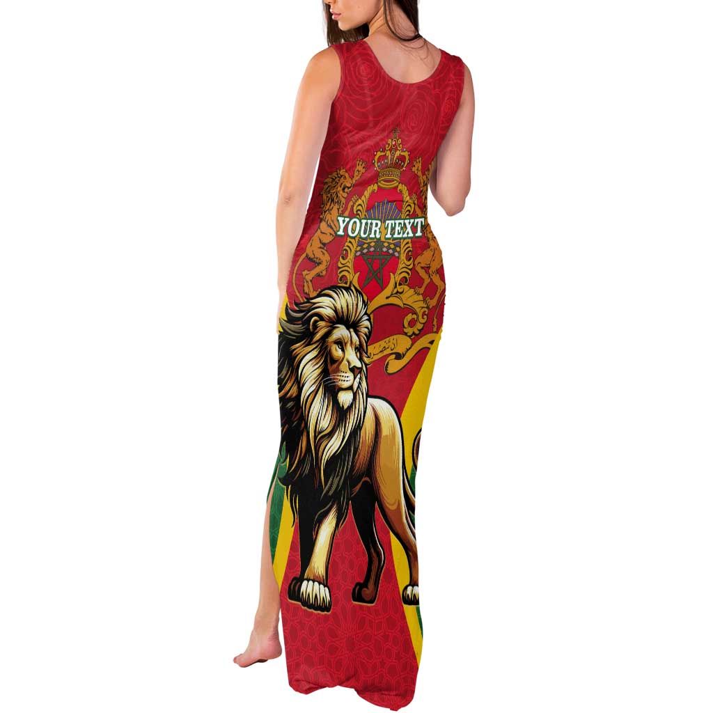 Personalised Morocco Proclamation Day Tank Maxi Dress Barbary Lion Mix Islamic Pattern - Wonder Print Shop