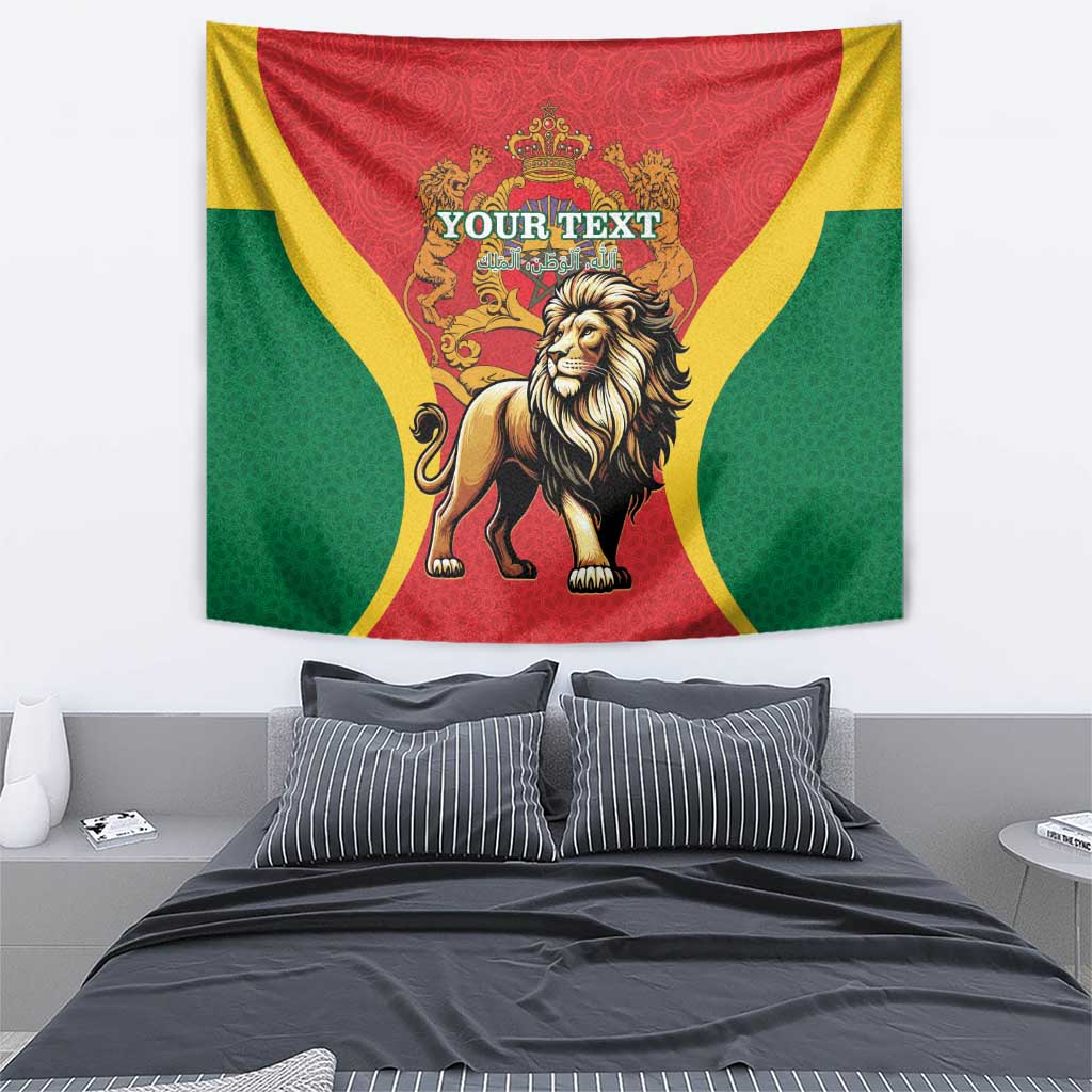 Personalised Morocco Proclamation Day Tapestry Barbary Lion Mix Islamic Pattern - Wonder Print Shop