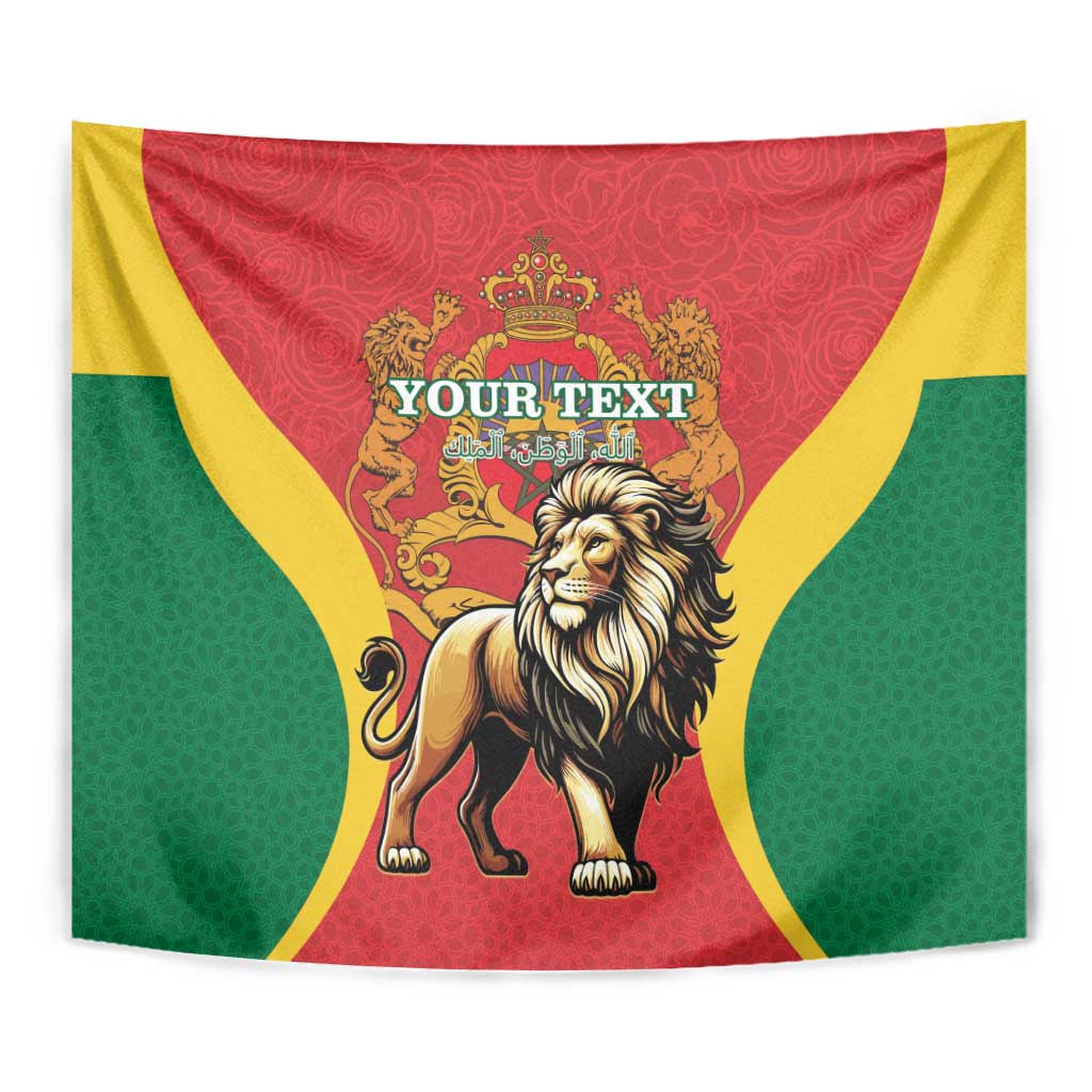 Personalised Morocco Proclamation Day Tapestry Barbary Lion Mix Islamic Pattern - Wonder Print Shop