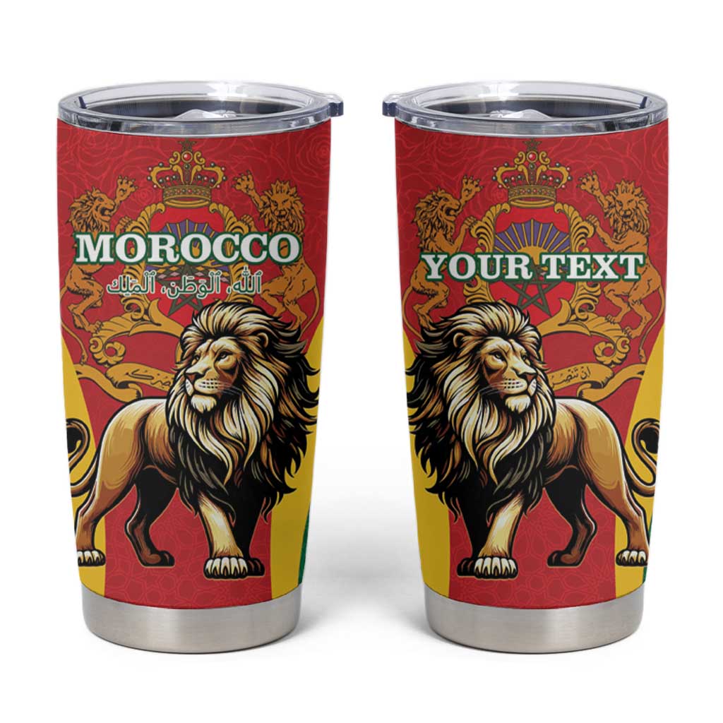 Personalised Morocco Proclamation Day Tumbler Cup Barbary Lion Mix Islamic Pattern - Wonder Print Shop