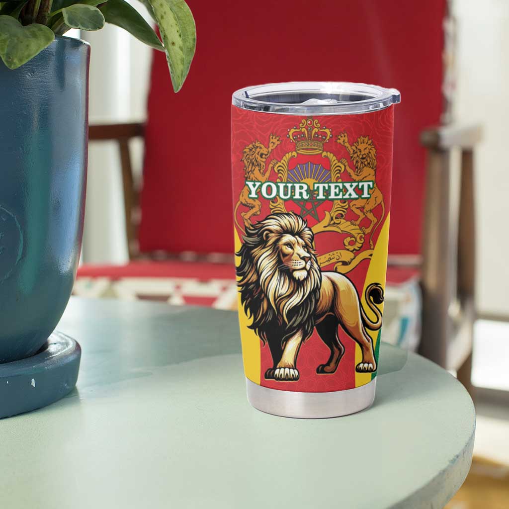 Personalised Morocco Proclamation Day Tumbler Cup Barbary Lion Mix Islamic Pattern - Wonder Print Shop