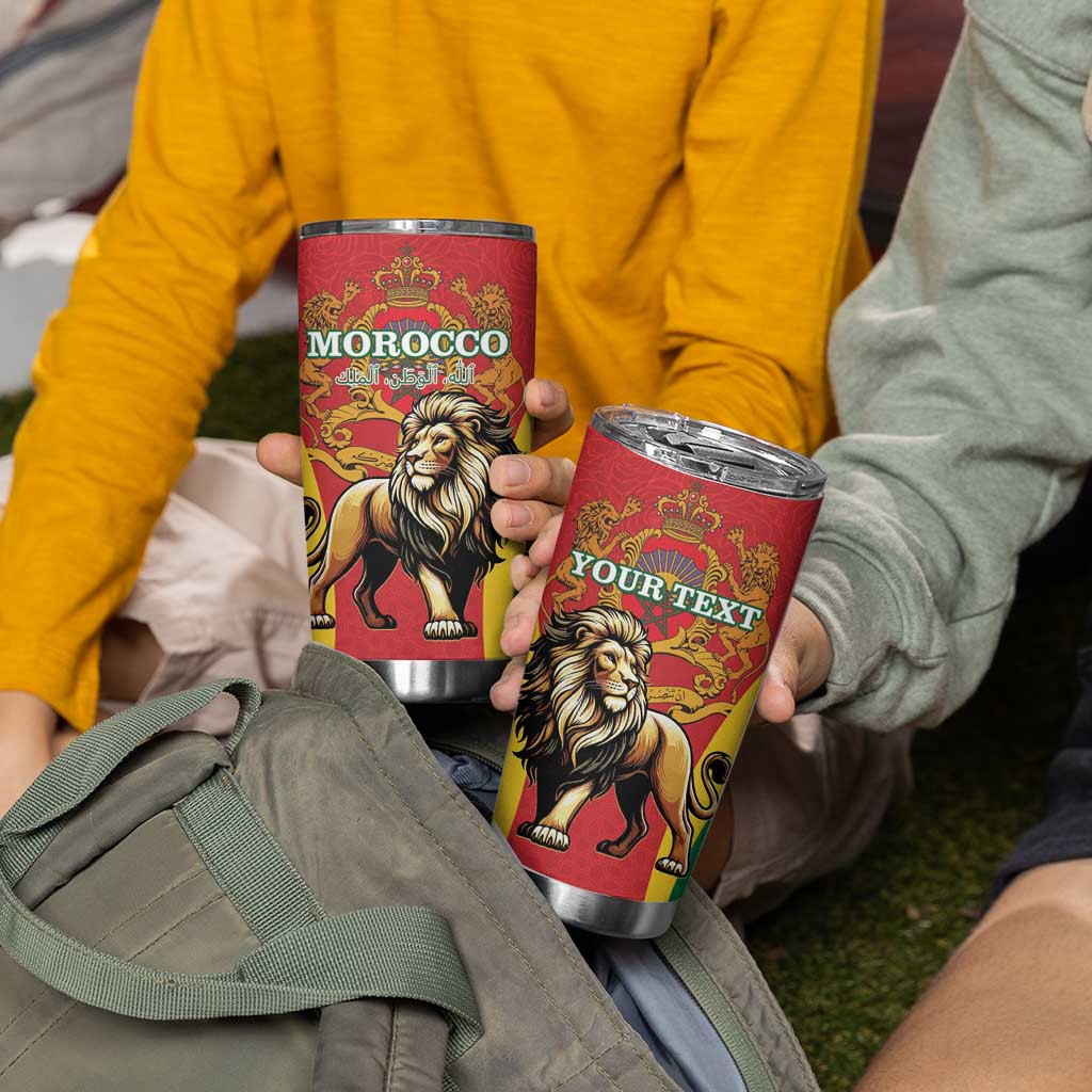 Personalised Morocco Proclamation Day Tumbler Cup Barbary Lion Mix Islamic Pattern - Wonder Print Shop