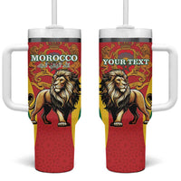Personalised Morocco Proclamation Day Tumbler With Handle Barbary Lion Mix Islamic Pattern - Wonder Print Shop