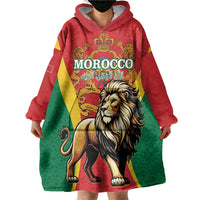 Personalised Morocco Proclamation Day Wearable Blanket Hoodie Barbary Lion Mix Islamic Pattern - Wonder Print Shop