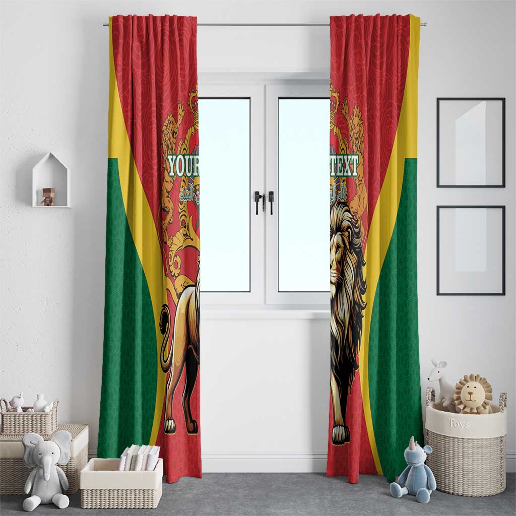 Personalised Morocco Proclamation Day Window Curtain Barbary Lion Mix Islamic Pattern - Wonder Print Shop