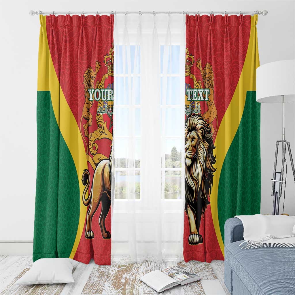 Personalised Morocco Proclamation Day Window Curtain Barbary Lion Mix Islamic Pattern - Wonder Print Shop