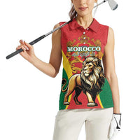 Personalised Morocco Proclamation Day Women Sleeveless Polo Shirt Barbary Lion Mix Islamic Pattern - Wonder Print Shop