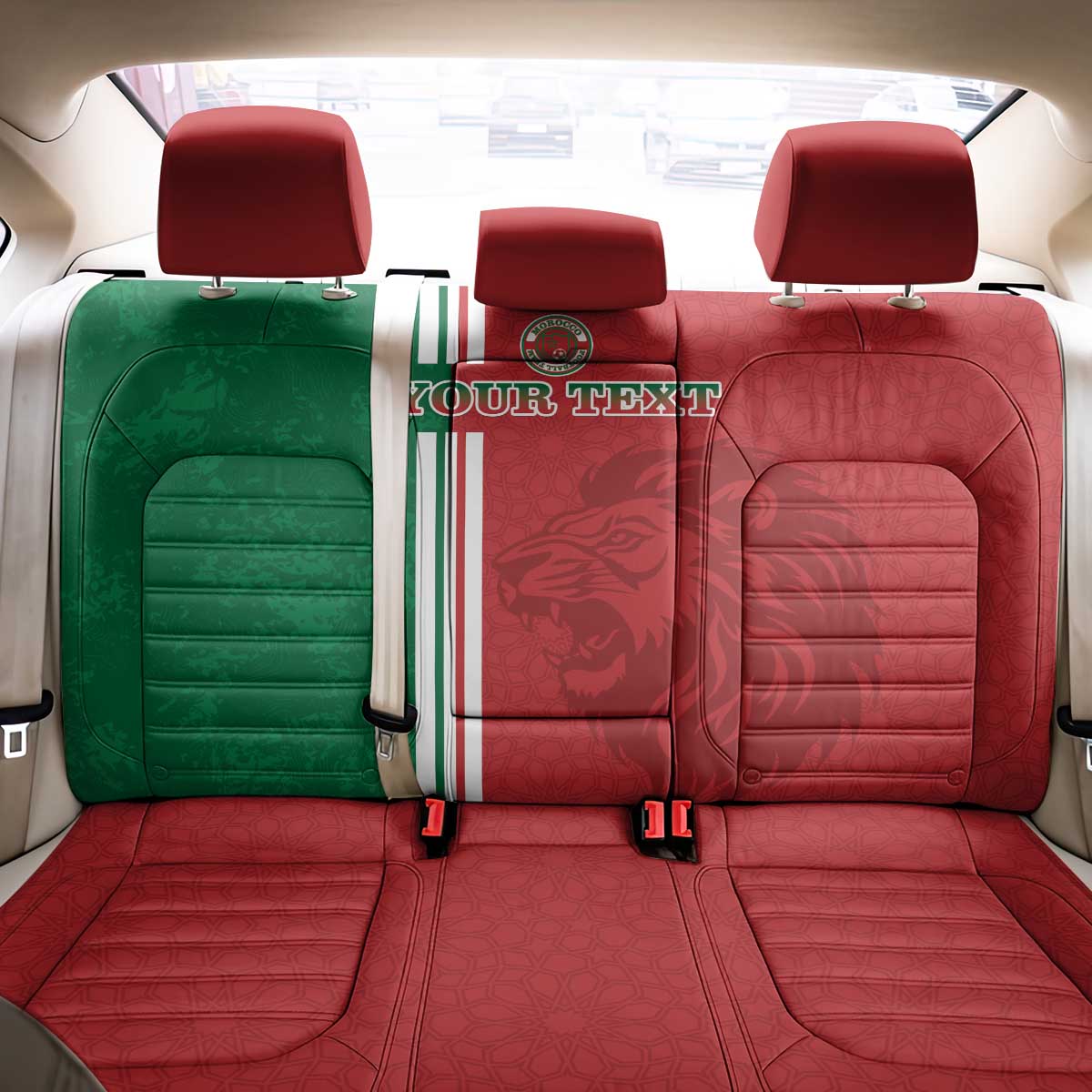 Custom Morocco Football Back Car Seat Cover Go Atlas Lions - Wonder Print Shop