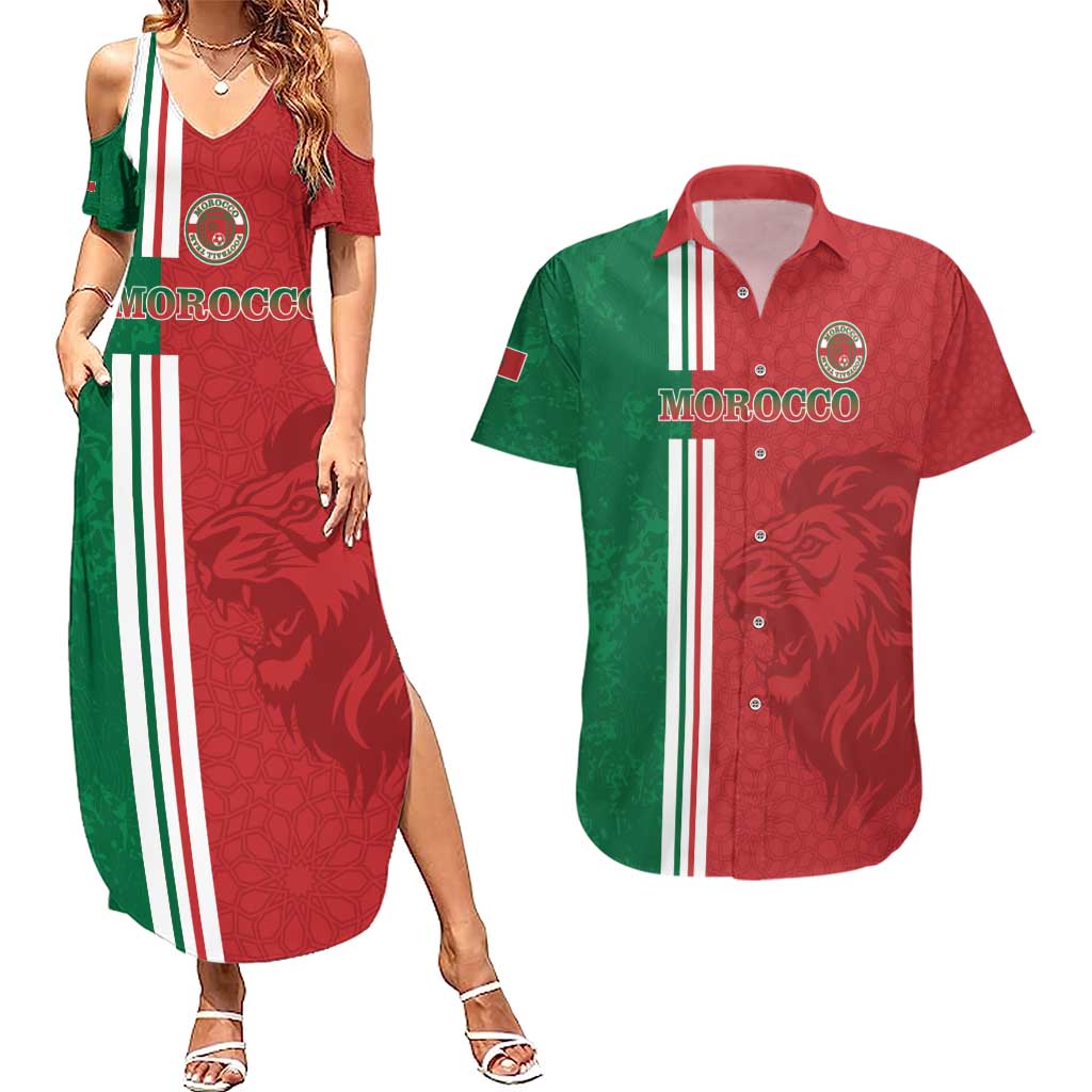 Custom Morocco Football Couples Matching Summer Maxi Dress and Hawaiian Shirt Go Atlas Lions - Wonder Print Shop