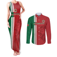 Custom Morocco Football Couples Matching Tank Maxi Dress and Long Sleeve Button Shirt Go Atlas Lions - Wonder Print Shop
