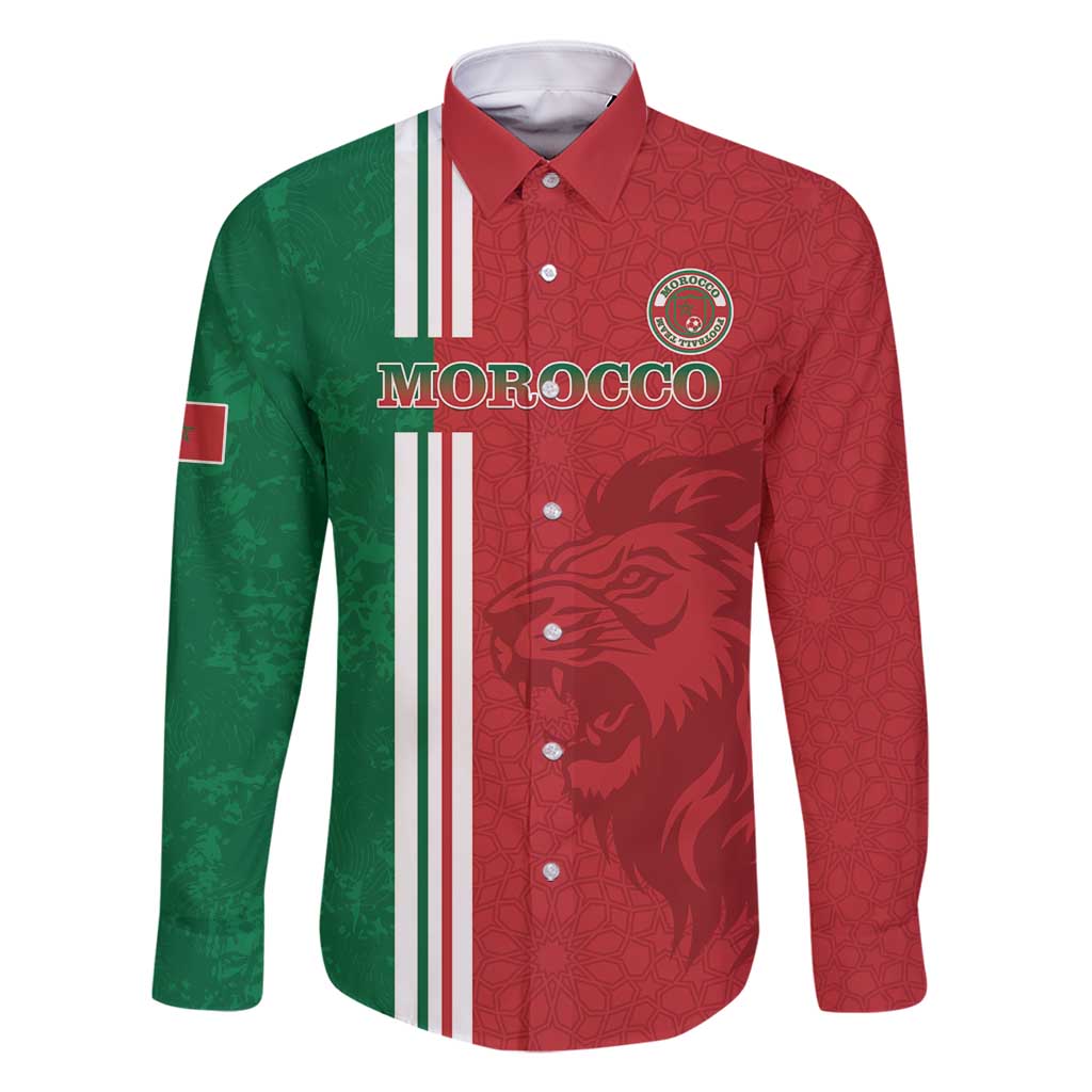 Custom Morocco Football Family Matching Long Sleeve Bodycon Dress and Hawaiian Shirt Go Atlas Lions - Wonder Print Shop