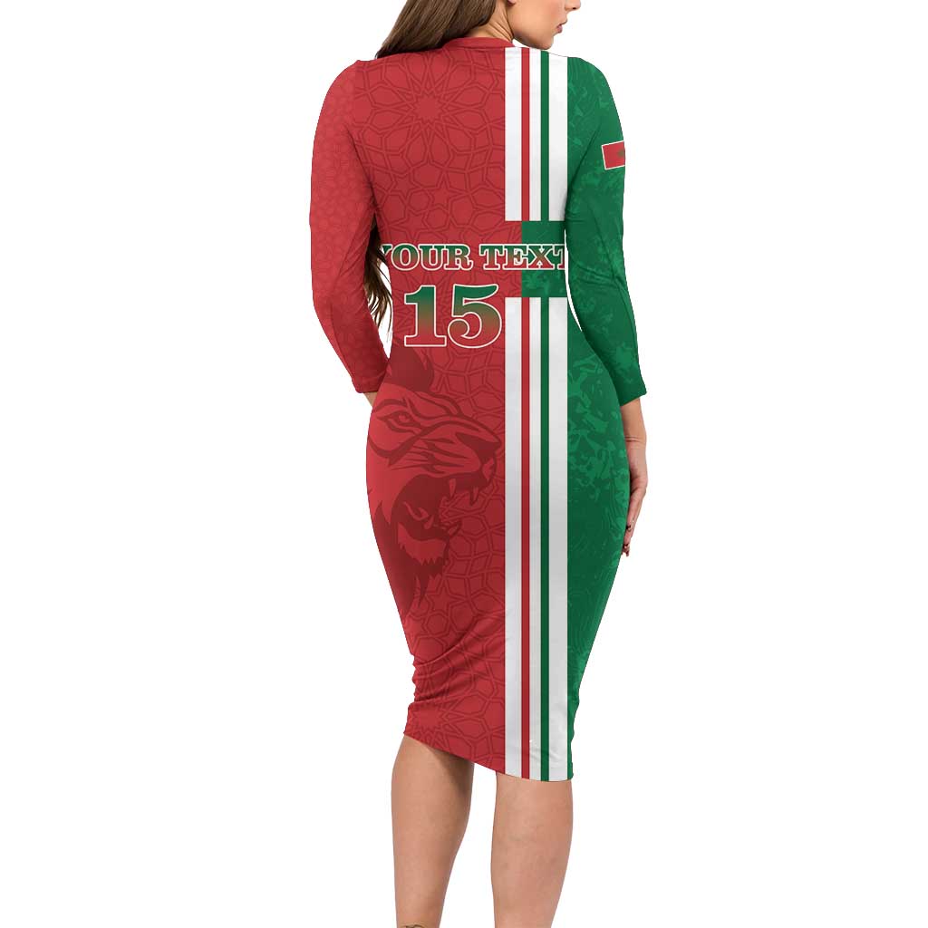 Custom Morocco Football Family Matching Long Sleeve Bodycon Dress and Hawaiian Shirt Go Atlas Lions - Wonder Print Shop