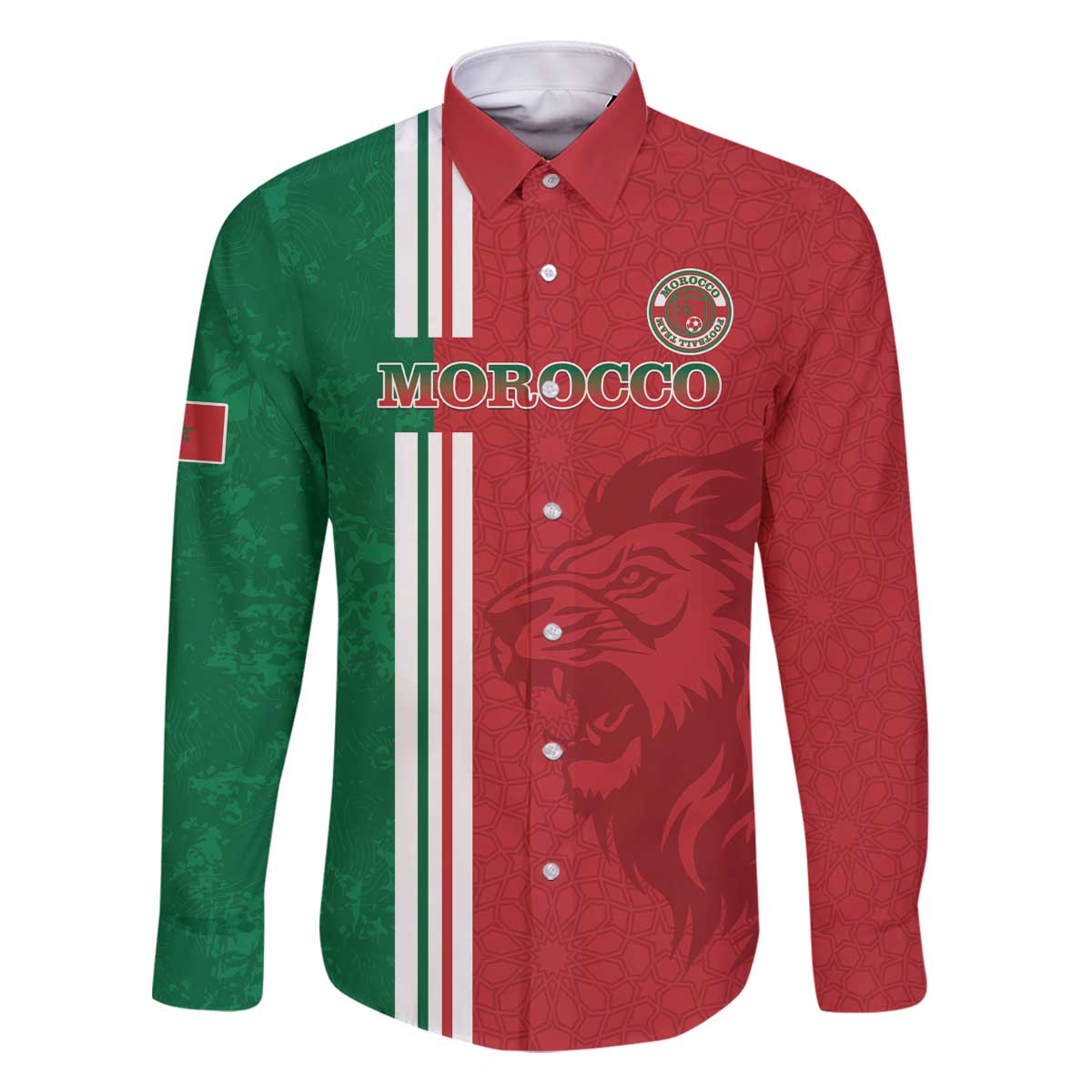 Custom Morocco Football Family Matching Off The Shoulder Long Sleeve Dress and Hawaiian Shirt Go Atlas Lions - Wonder Print Shop