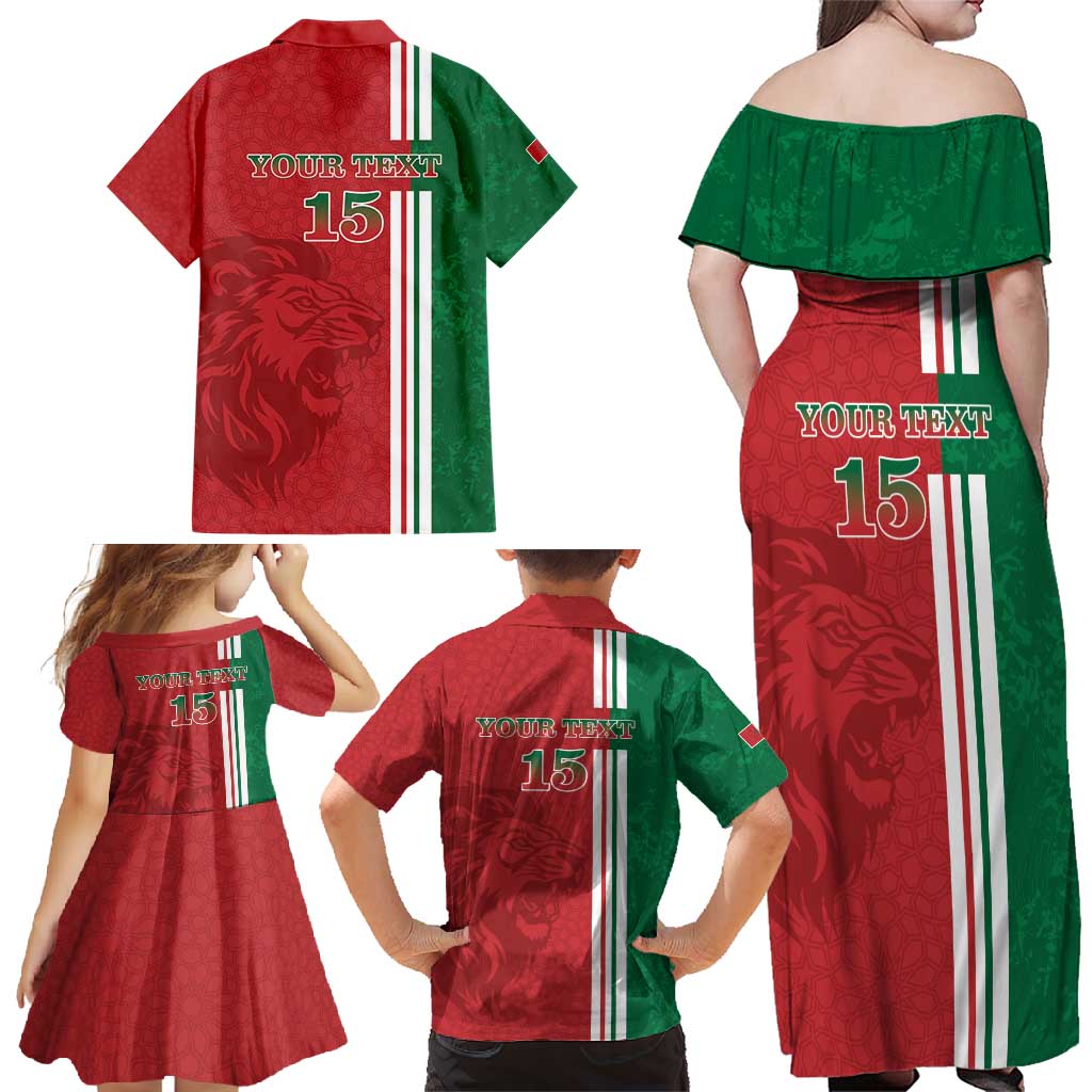 Custom Morocco Football Family Matching Off Shoulder Maxi Dress and Hawaiian Shirt Go Atlas Lions - Wonder Print Shop