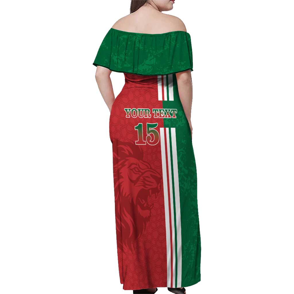 Custom Morocco Football Family Matching Off Shoulder Maxi Dress and Hawaiian Shirt Go Atlas Lions - Wonder Print Shop