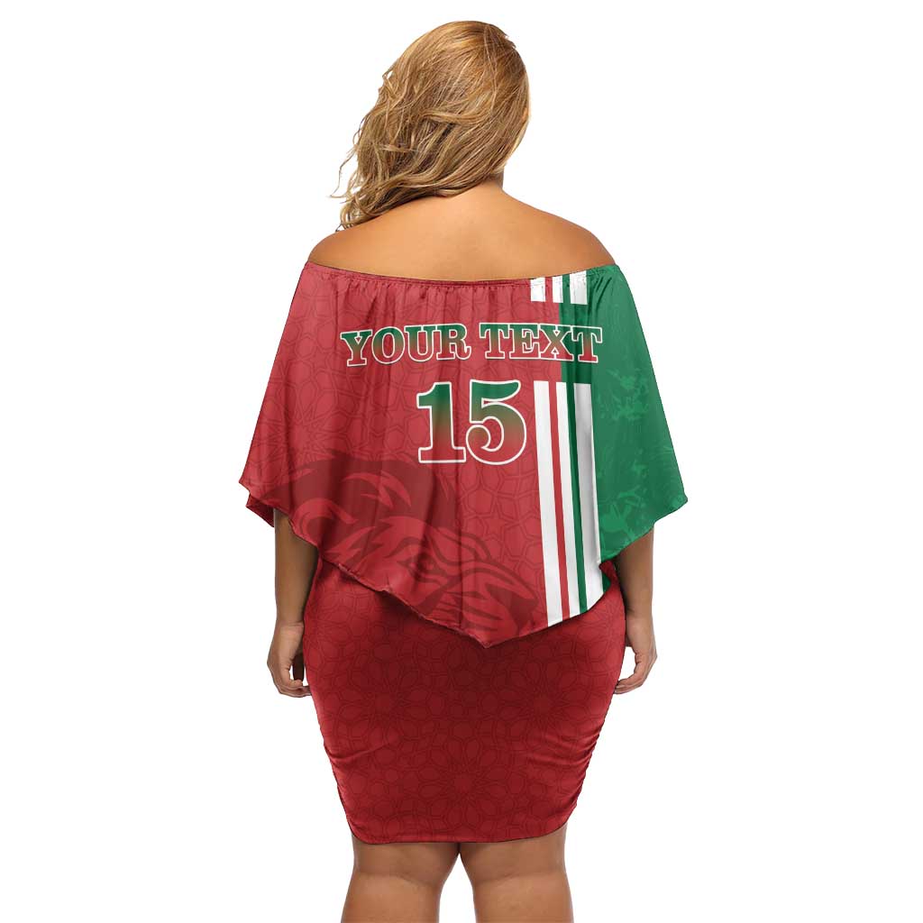 Custom Morocco Football Family Matching Off Shoulder Short Dress and Hawaiian Shirt Go Atlas Lions - Wonder Print Shop